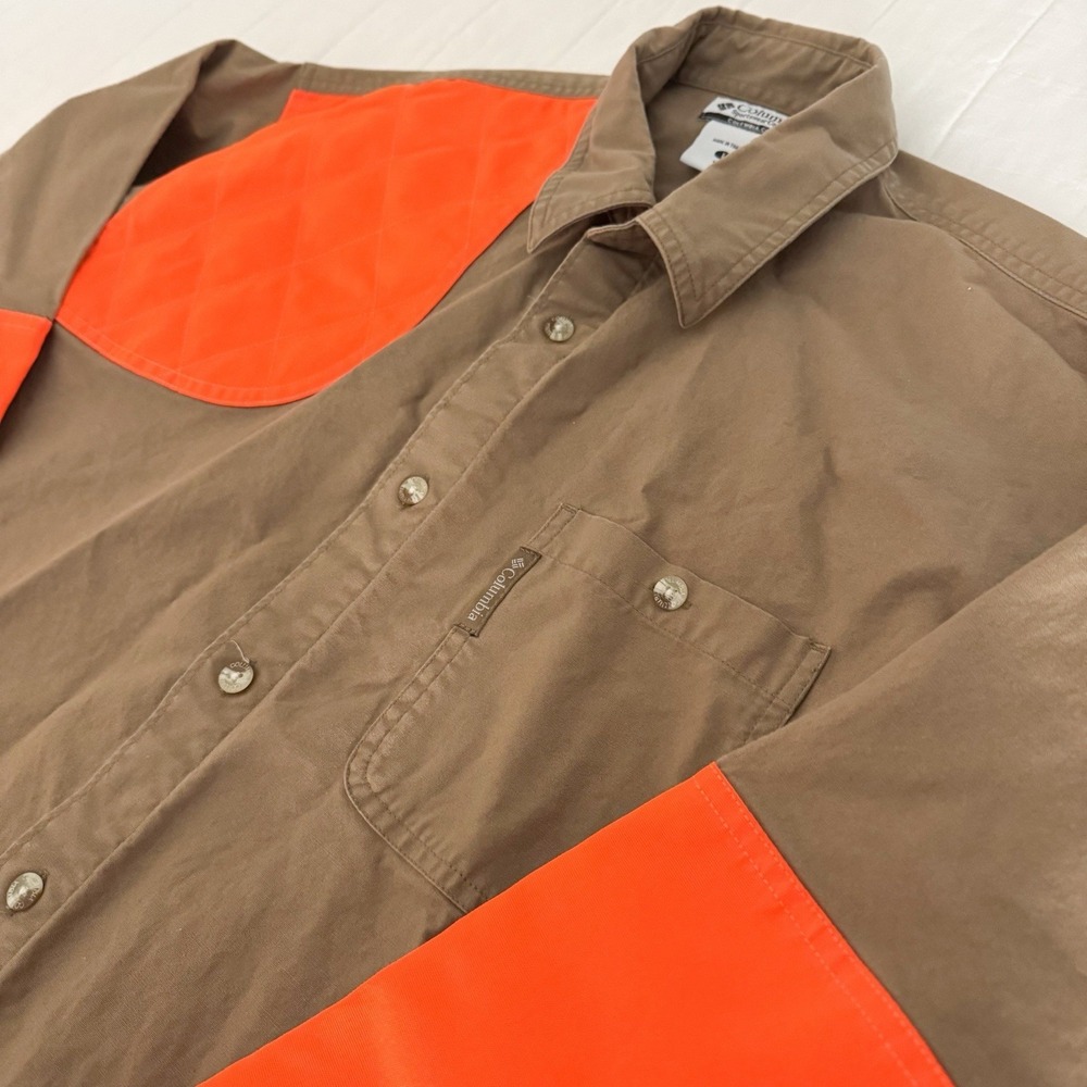 Columbia Hunting Men's Shooting Shirt LARGE  RH Khaki‎ Blaze Orange - Picture 2 of 8